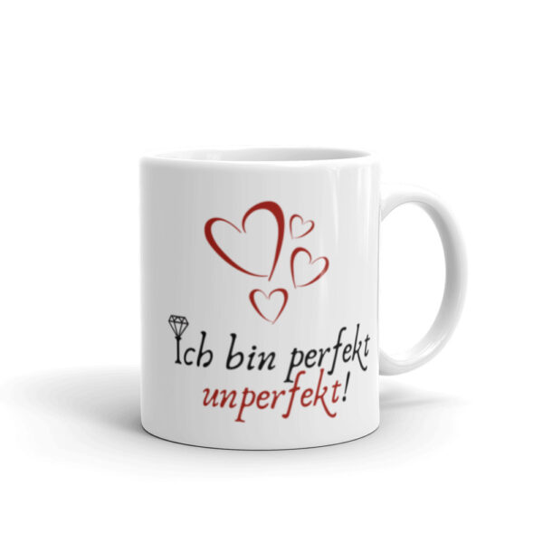 Weiße Tasse – Mantra “Perfekt2”